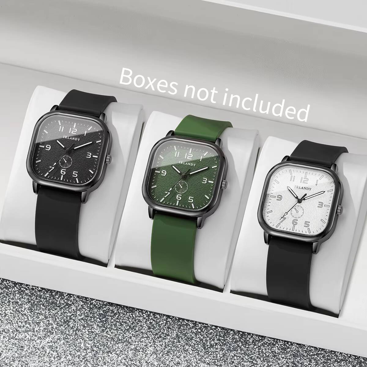 

3 шт./набор Модные квадратные женские часы Повседневные силиконовые ремешки Кварцевые наручные часы для мужчин Студенческие часы