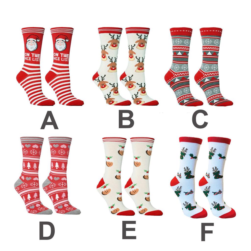 Xmas Gift Cotton Knit Novelty Christmas Socks Man Woman Lady Santa Stockings Santa Claus
