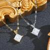 Exquisite Zirconia Lock Titanium Steel Necklace for Women - Fashionable, Colorfast, High-End Design