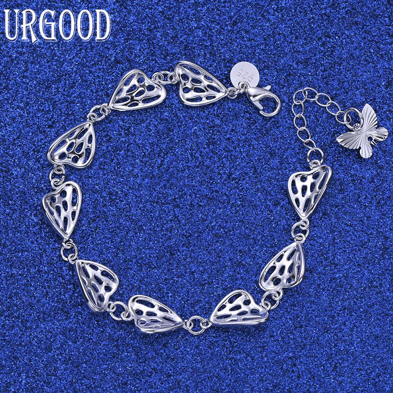 925 Sterling Silver Heart-Shaped Bracelet Fashion Jewelry