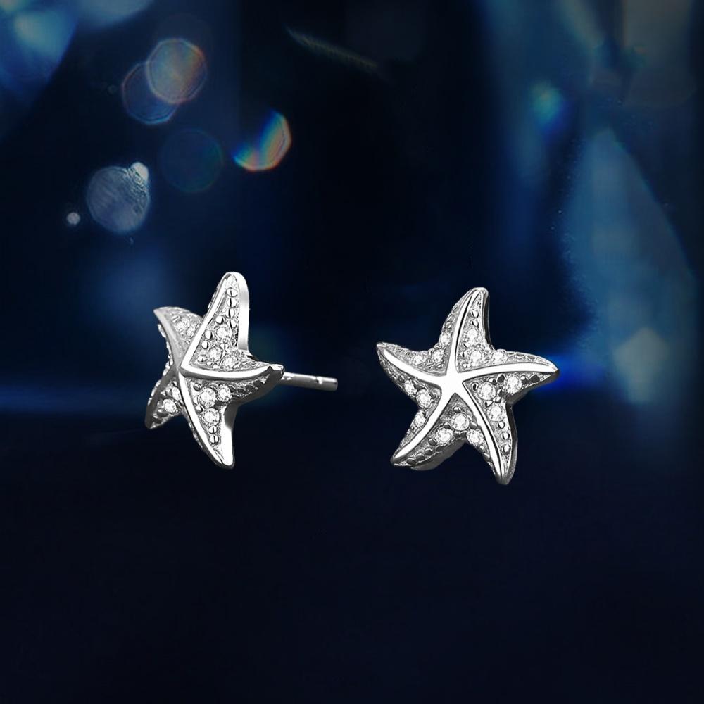 Eetit Ocean Style Bling Moissanite Starfish Star Daily Stud Earrings Anti Allergic Small Popular Jewelry Recommend