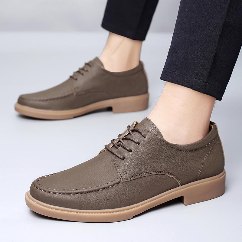British men's casual leather shoes men's leather soft sole comfortable and breathable low-top tooling shoes large size men's shoes 45 46 47