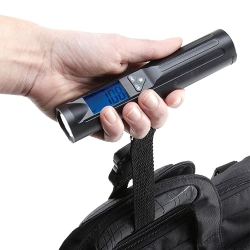Báscula de Equipaje Digital de Mano Báscula de Peso para Viaje para Equipaje con Linterna y Pantalla LCD Retroiluminada Azul