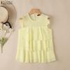 ZANZEA Women Casual Round Neck Loose Sleeveless Ruffles Blouse
