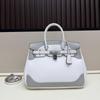 H Family Women's High-End Cowhide Leather Lace Platinum Handbag
