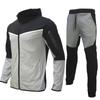Men's Colorblock Zipper Sweatshirt Hoodie Men's Sports Large Size Casual Sweatshirt And Trousers Set