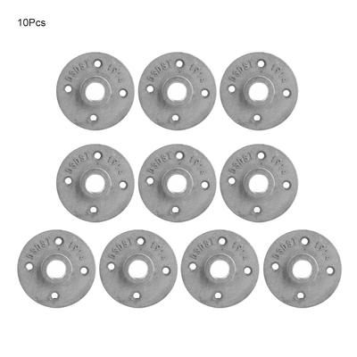 10PCS DN15 12in 4Holes Flange Base Floor Flange Aluminum Alloy Threaded Shelf Fixing Base Pipe