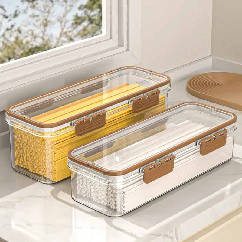 Sealed Dry Box Pasta Spaghetti Box Hermetic Jar Fruit Plastic Kitchen Fridge Household Organization Storage Containers Box
