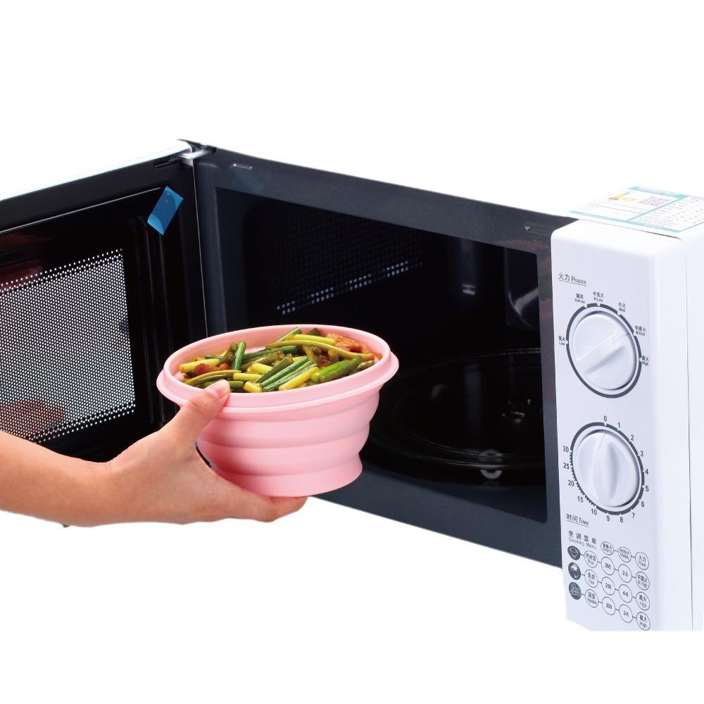 Folding Silicone Bowl Portable Lunch Box Microwave Safe Bento Crisper Retractable Travel Bowl for Instant Noodles Outdoor