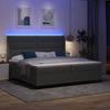 LED Boxspring Bed with Headboard Dark Grey 200 x 200 cm Fabric