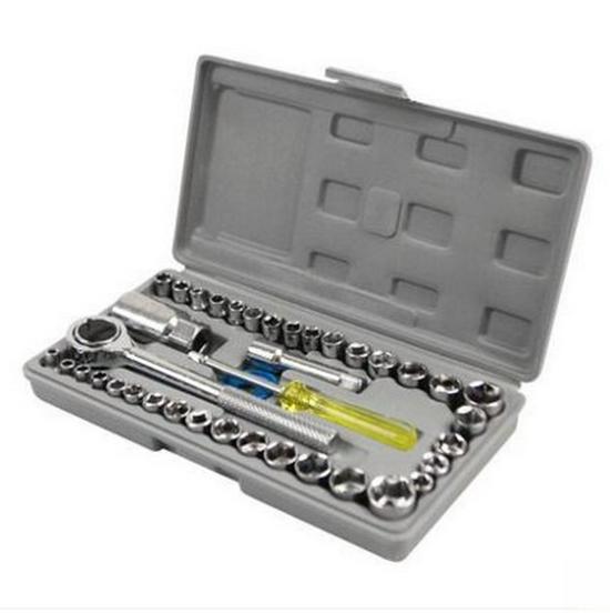 40-częściowy dwufunkcyjny zestaw kluczy nasadowych do samochodu i domu