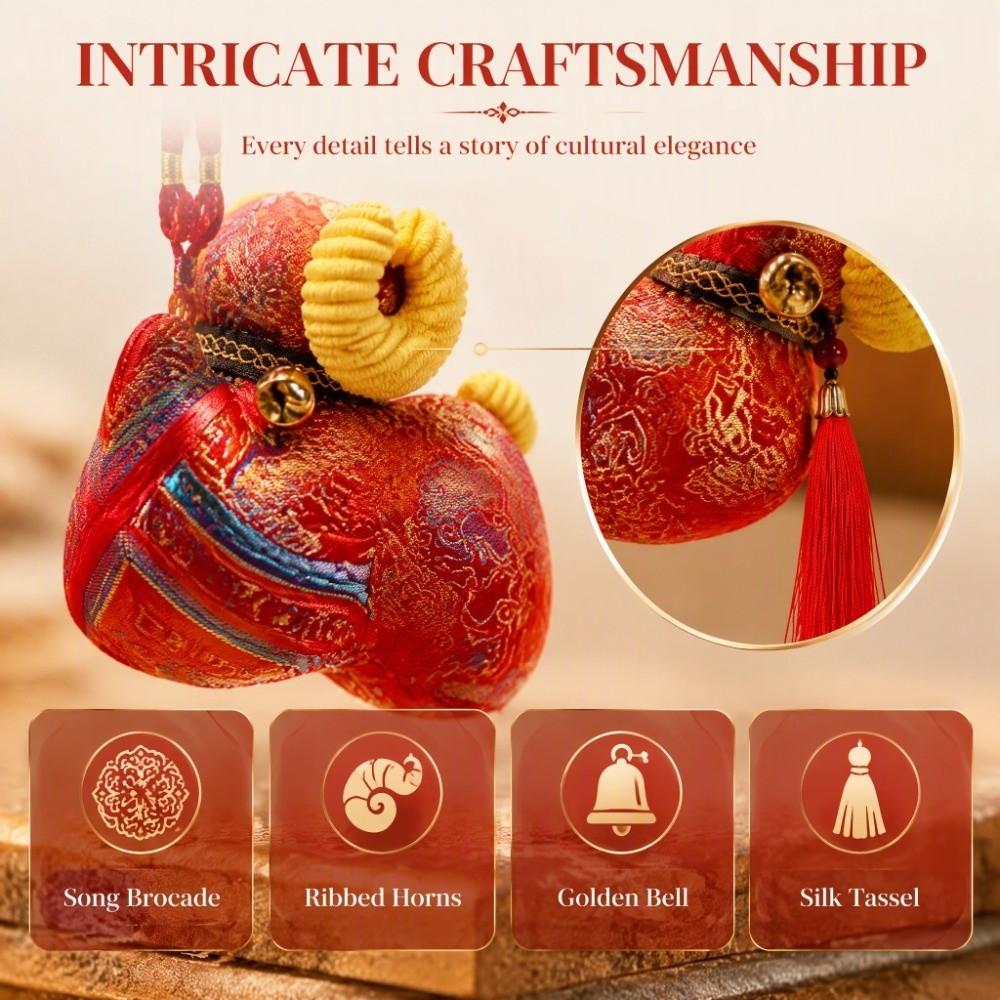 Chinese Style Key Pendant Polyester Fiber Plush Toy Ornament Cute Sheep Plush Doll Festival Use