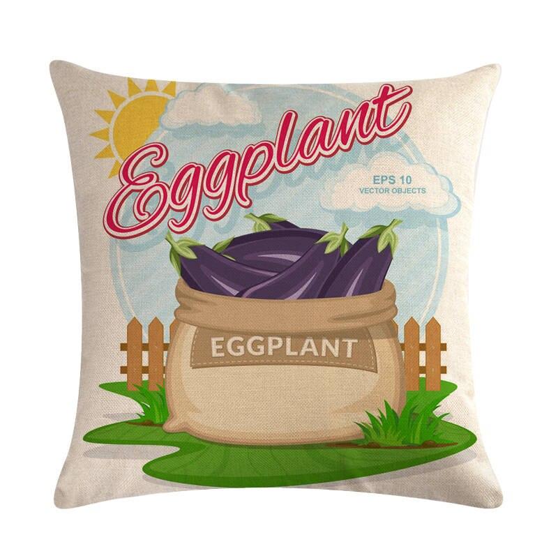 Pop Art Fruits Vegetables Onion Potatoes Pillows Linen Cover Case Couch