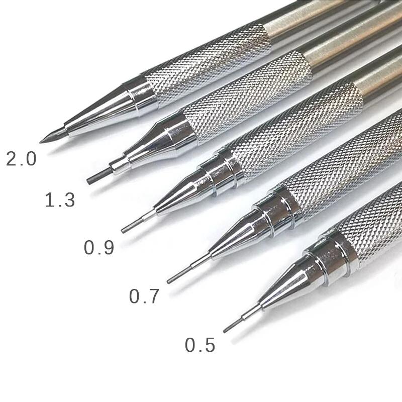 0.3 0.5 0.7 0.9 1.3 2.0 mm Metal Mechanical Pencil with Leads Art Drawing Painting Sketch Painting School Writing Art Supplies