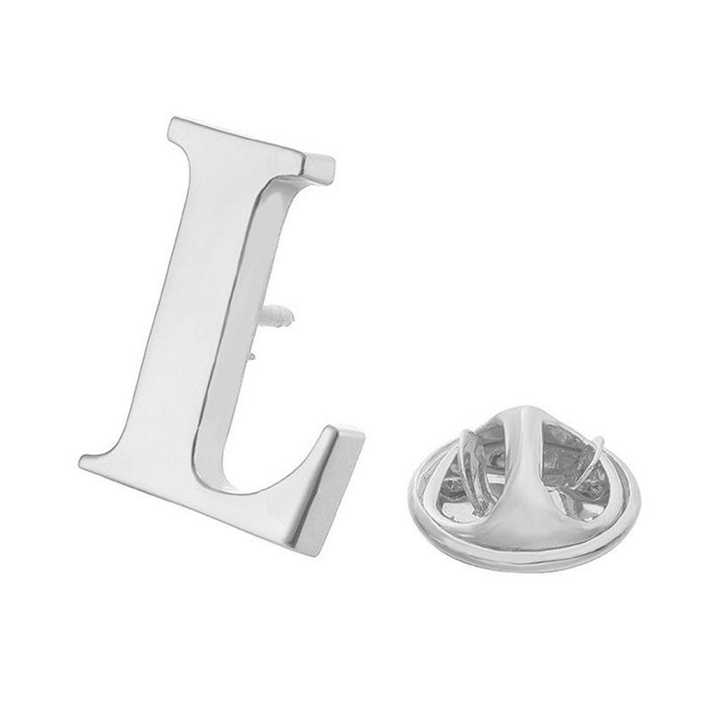 High Quality Classic Style Silver Letter A-Z Metal Brooch Women Men'S Lapel Pin Women'S Hat Scarf Backpack Badge Jewellery
