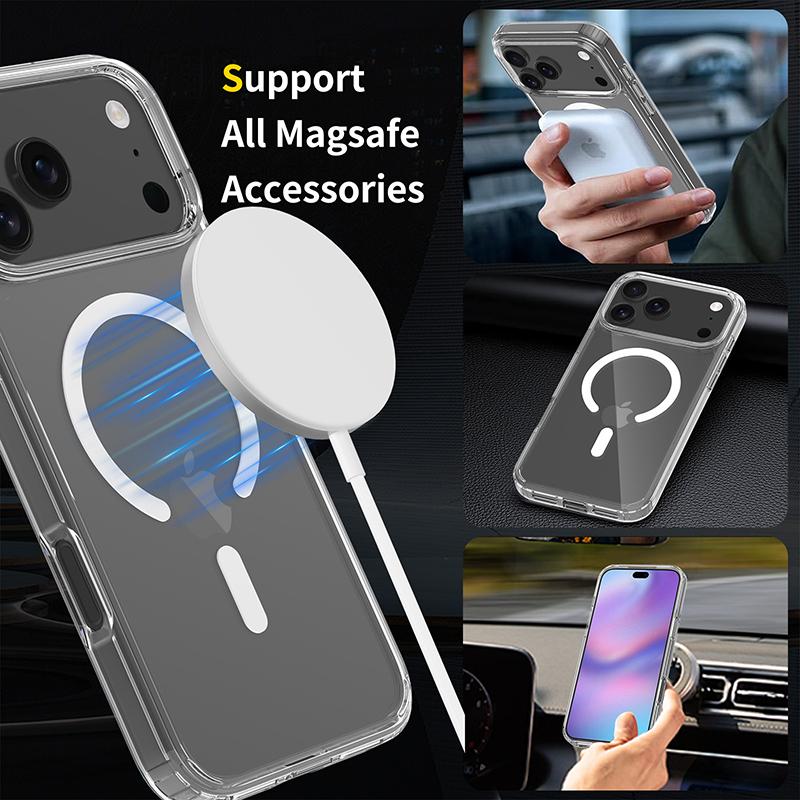 Transparent Soft Phone Case For iPhone 17 Pro Max Air 13 12 Mini 14 15 Plus 11 16 Pro For Magsafe Wireless Charge Magnetic Cover
