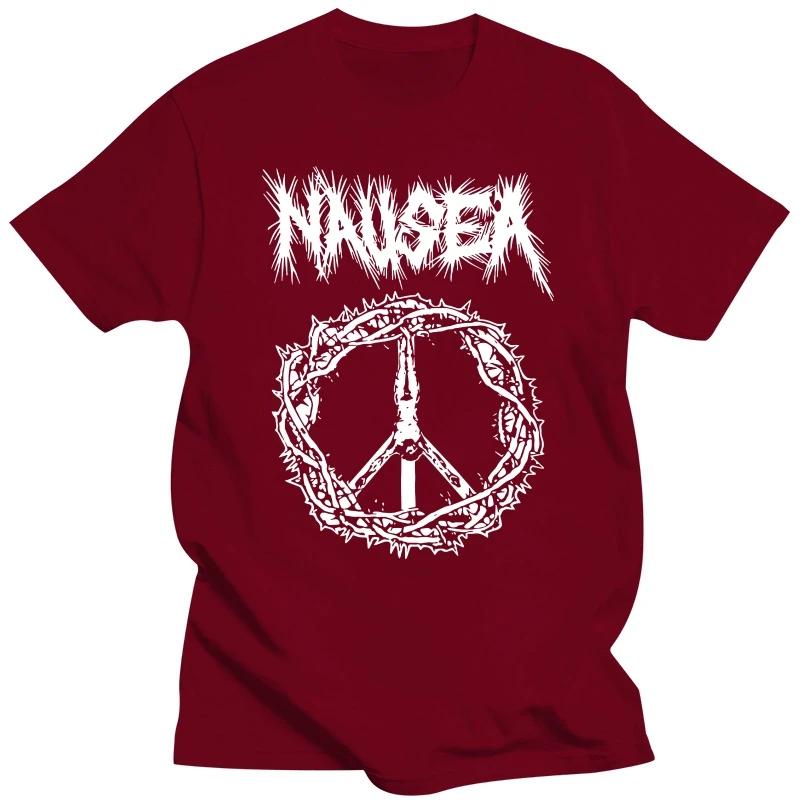 Nausea t shirt crust punk band heavyweight fashion Round Neck new in tops  tees shirt homme Unisexga vintage anime clothes style