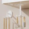 360 Degree Rotating Adhesive Wall Hook Rack With 4 Hanging Hooks Drill Free For Kitchen Bathroom Storage