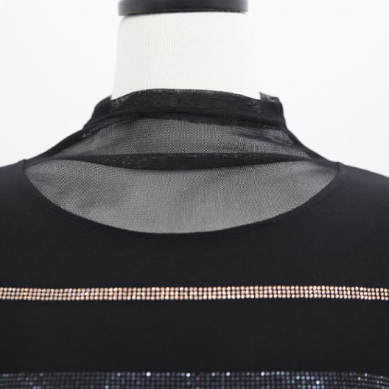 Shiz Madam Half Polo See Through Square Gem Mesh T57410