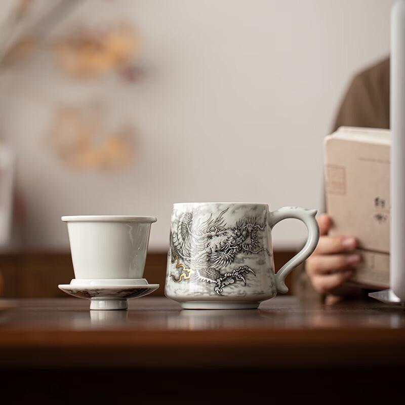 Prosperity Dragon Ceramic Office Cup