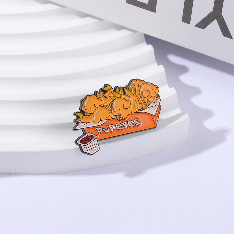 Hobby Dog Fried Chicken Nuggets Brooch - Cute Pet-Shaped Badge for Clothing & Bags