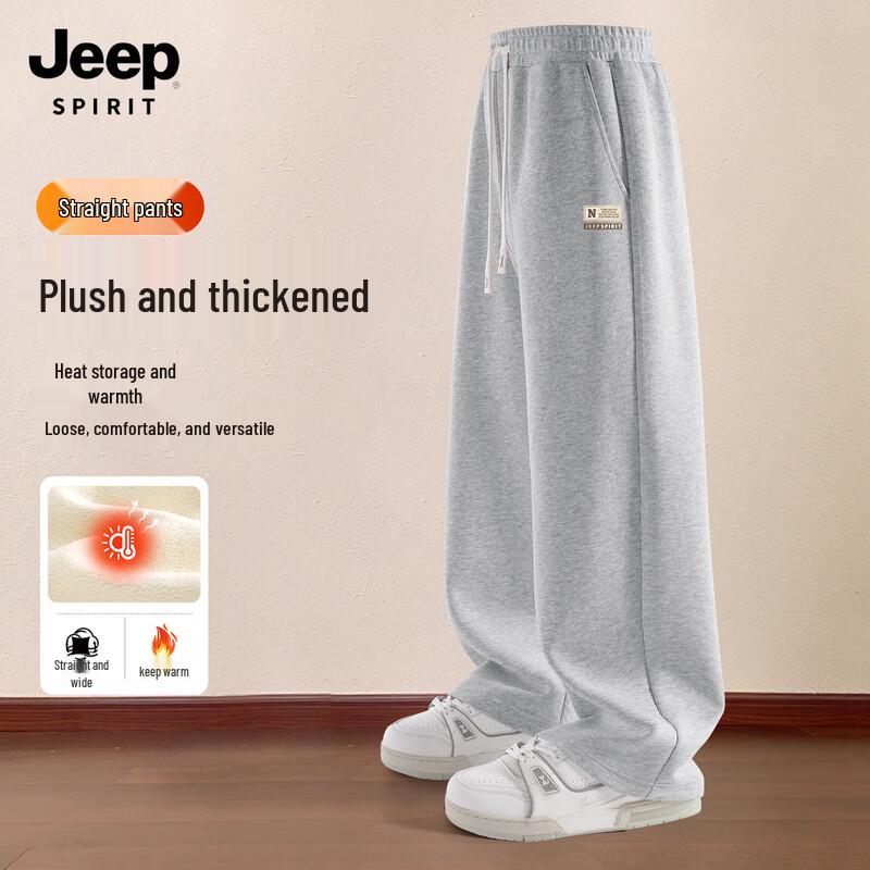 JEEP SPIRIT Men's 2025 New Fleece-Lined Casual Winter Trousers