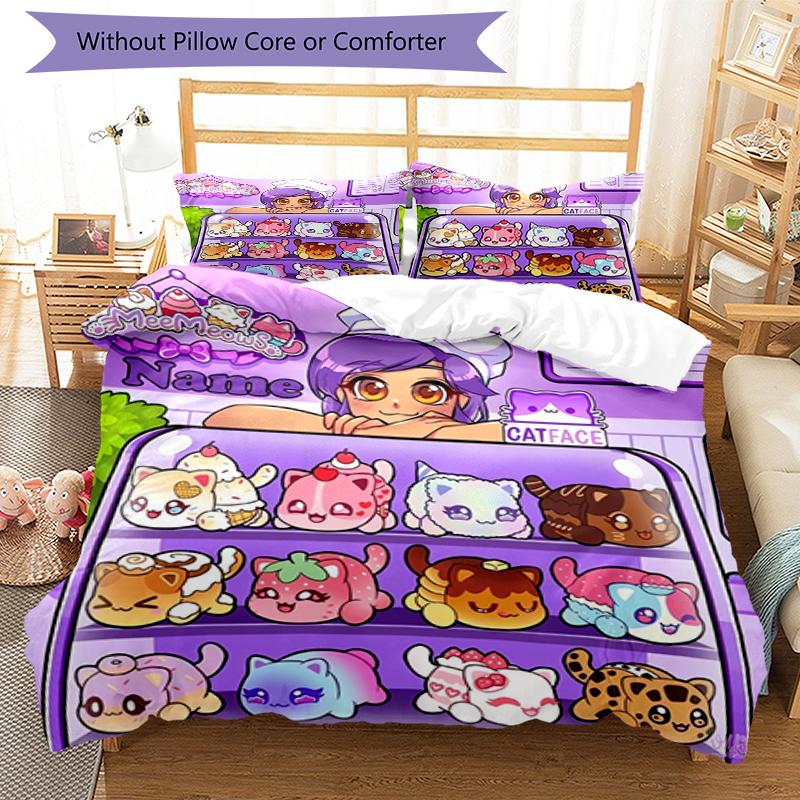 Set Biancheria da Letto Aphmau Personalizzato con Nome (3 Pezzi) Chiusura con Bottoni Include 1 Copripiumone e 2 Federe, Morbido e Confortevole per Tutte le Stagioni.