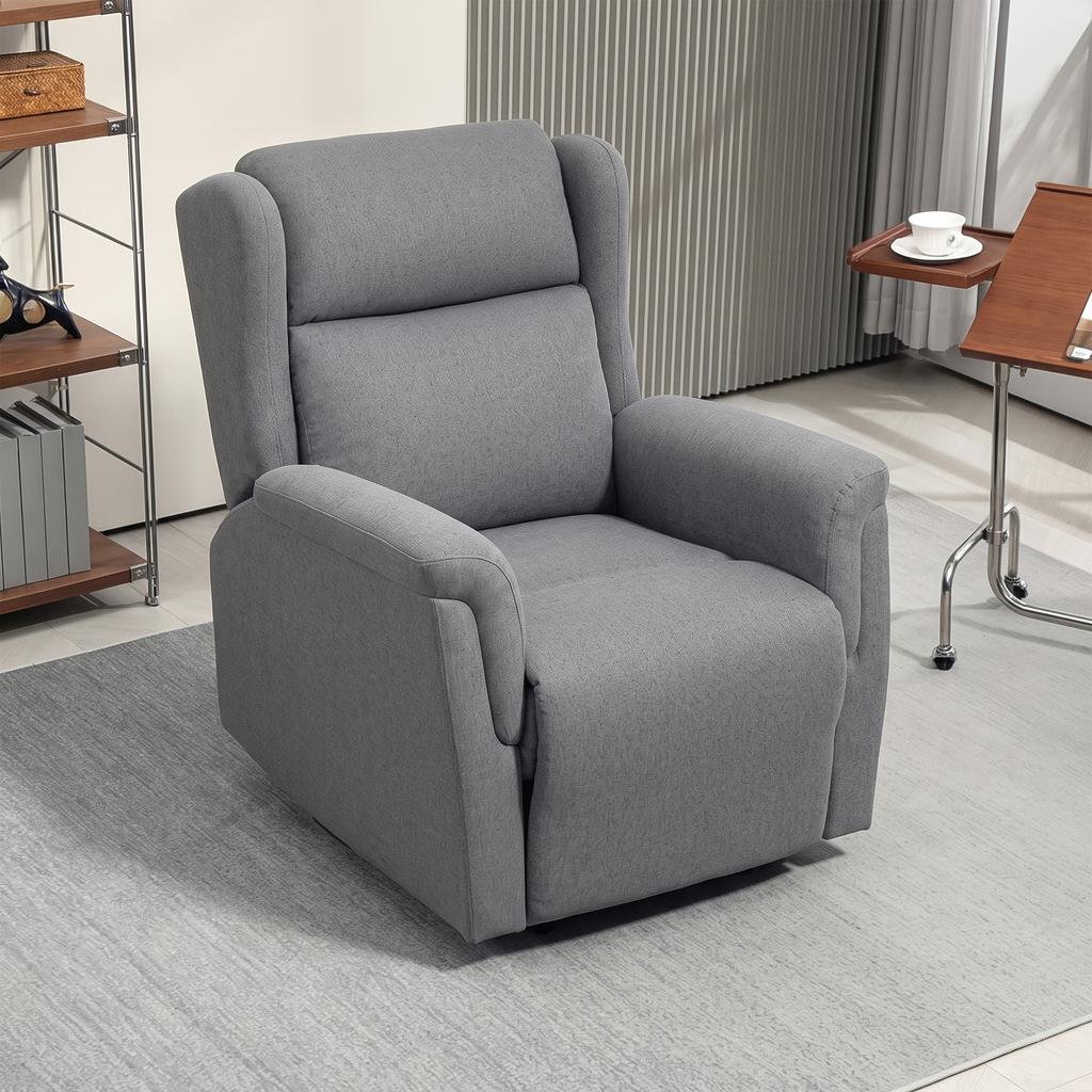 Relax Armchair Adjustable Upholstered Armchair With Footrest 160 Degree Reclining Linen Look Quick Assembly Dark Gray