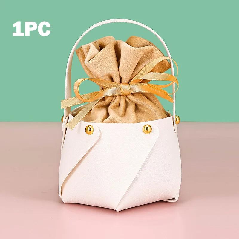 Tragbarer Kleiner Leder-Eimer Schokoladen-Bonbon-Dose Samt-Bonbon-Geschenktüten für Party Hochzeit Geburtstagsgeschenk Artikel Zubehör