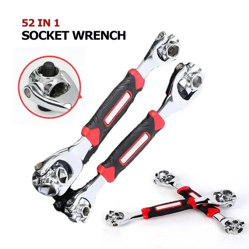 1PCS 52 in 1 Tools Socket Works Universal Ratchet Spline Bolts Sleeve Rotation Hand Tools 360 Degree Tiger Wrench Wrench