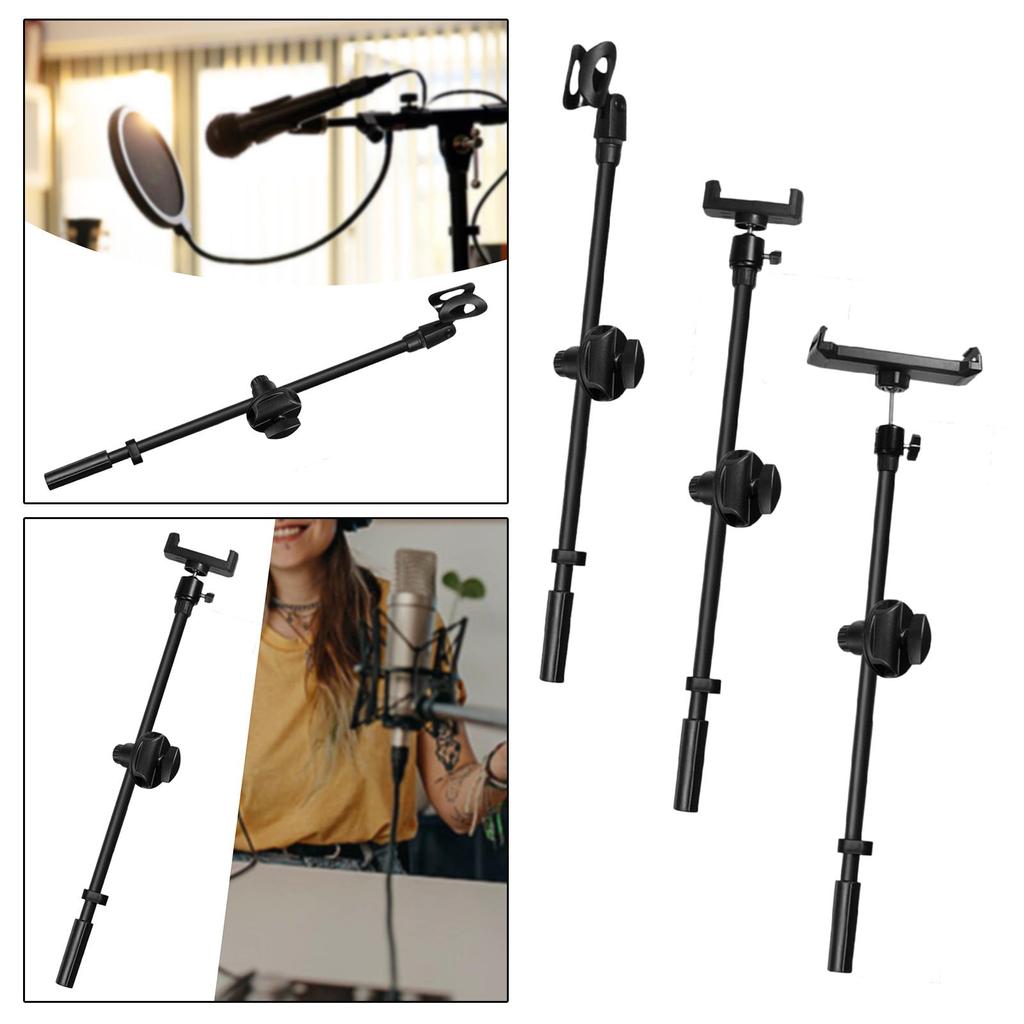Rotating Microphone Stand Phone Holder Multifunctional 55cm Desktop Bracket Stand Mic Clip for Vlog Live Stream Photography