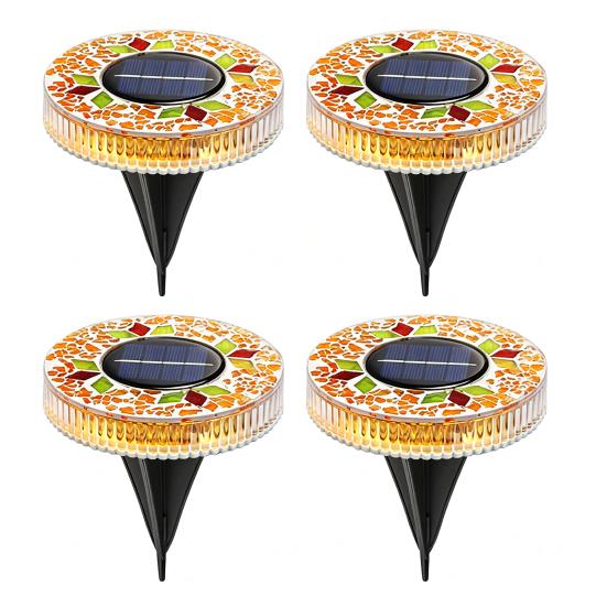 Solar Ground Light Outdoor Flat Solar Powered Disc Light IP68 Waterproof Pathway Light for Garden Yard Lawn Walkway Driveway Landscape Lighting