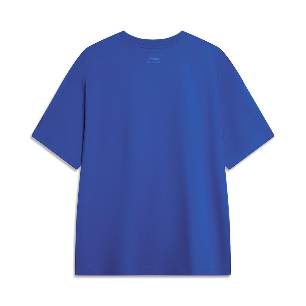 Li-Ning Cool Tea T Quick-Dry Cool Sports Leisure Top Letter Logo Round Neck Pullover Short Sleeve Drop Shoulder T-Shirt Men Tops Storm-Blue AHSU675-5