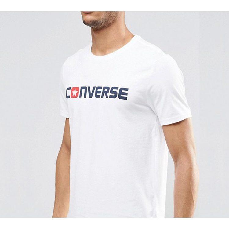 Converse T Shirts Men's White Crew Neck Moderate Straight Fit 10001970-A01