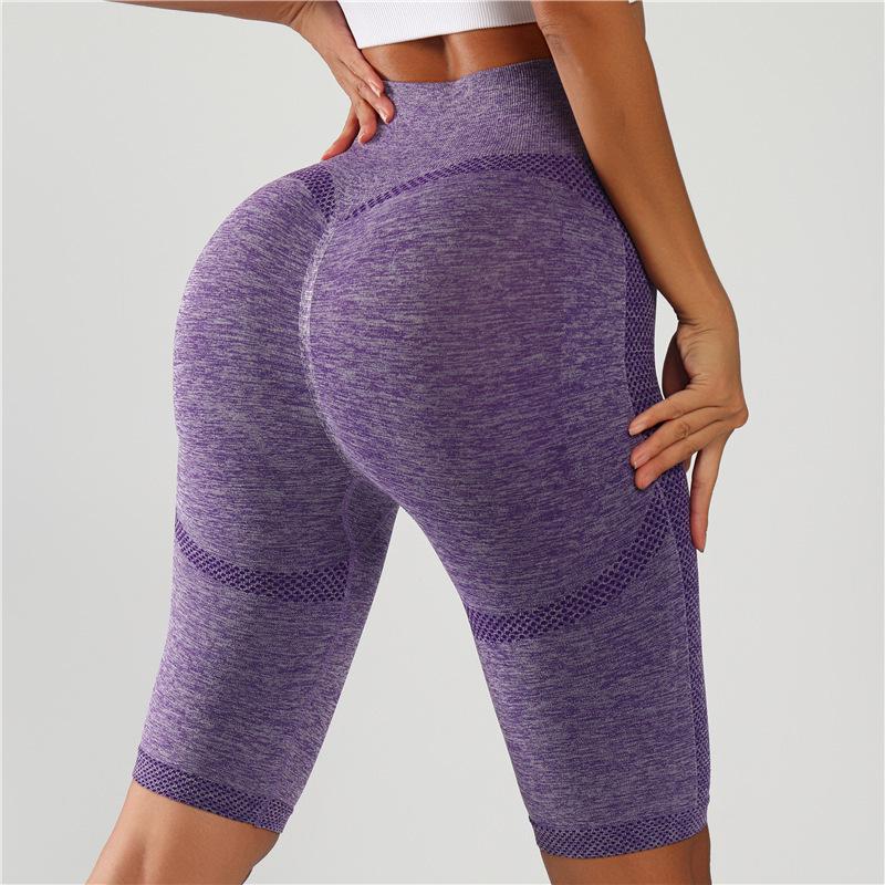 European and American Women's High Waist Seamless Yoga Capri Pants - Stretchy, Peach Butt Design, Perfect for Fitness, Sports, and Cycling