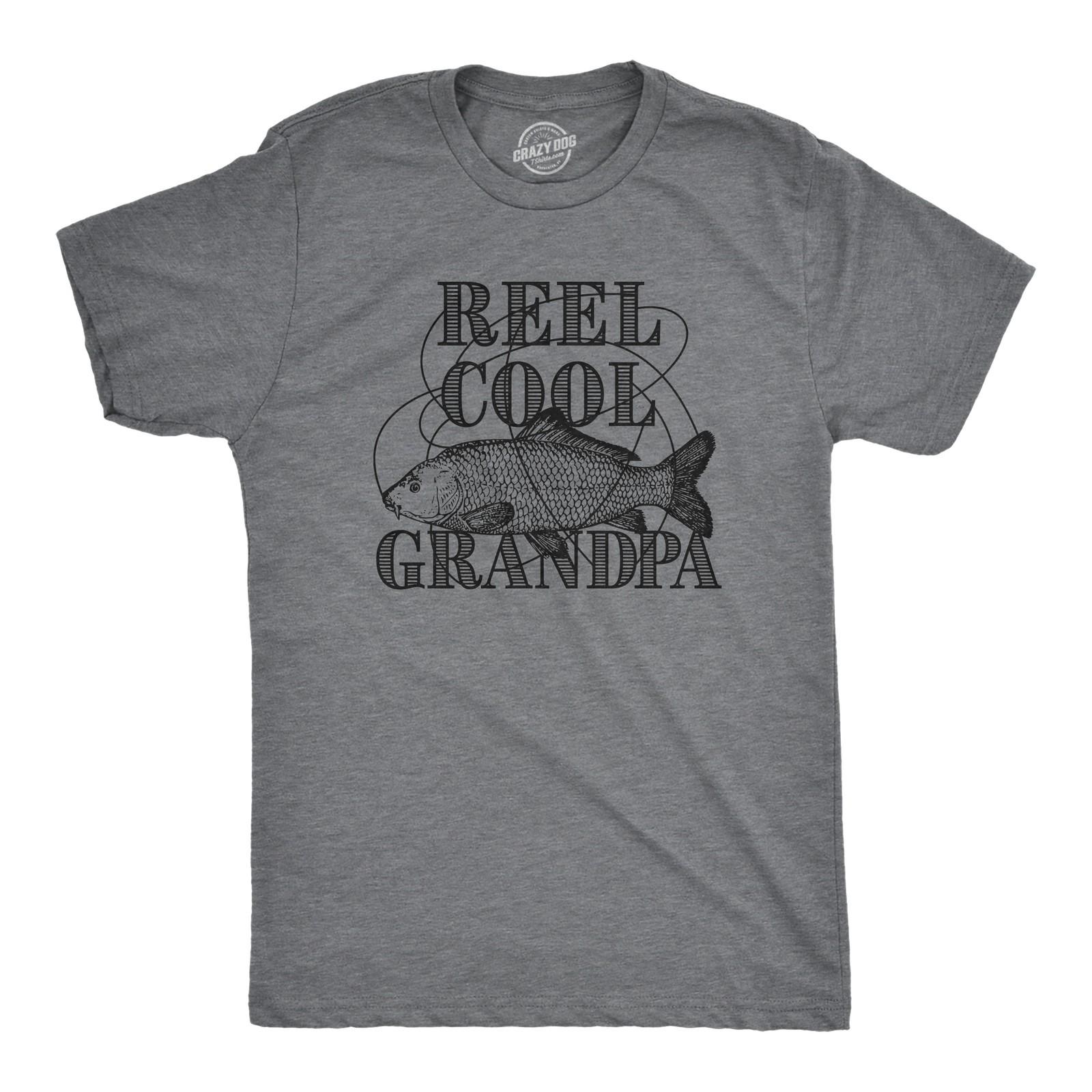 Mens Reel Cool Grandpa T shirt Funny Graphic Novelty Fishing Tee for Fathers Day M