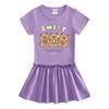 Sommer Cartoon Raglan Colorblock Kleid: Süßes Mädchen-Kleid mit Faltenrock und Rüschen