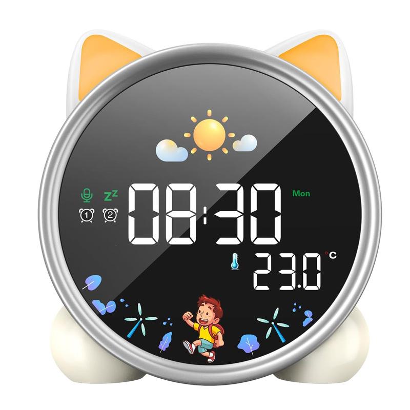 Cute Rabbit Cat LED Alarm Clock Christmas Gift Night Light for Sleep Camping