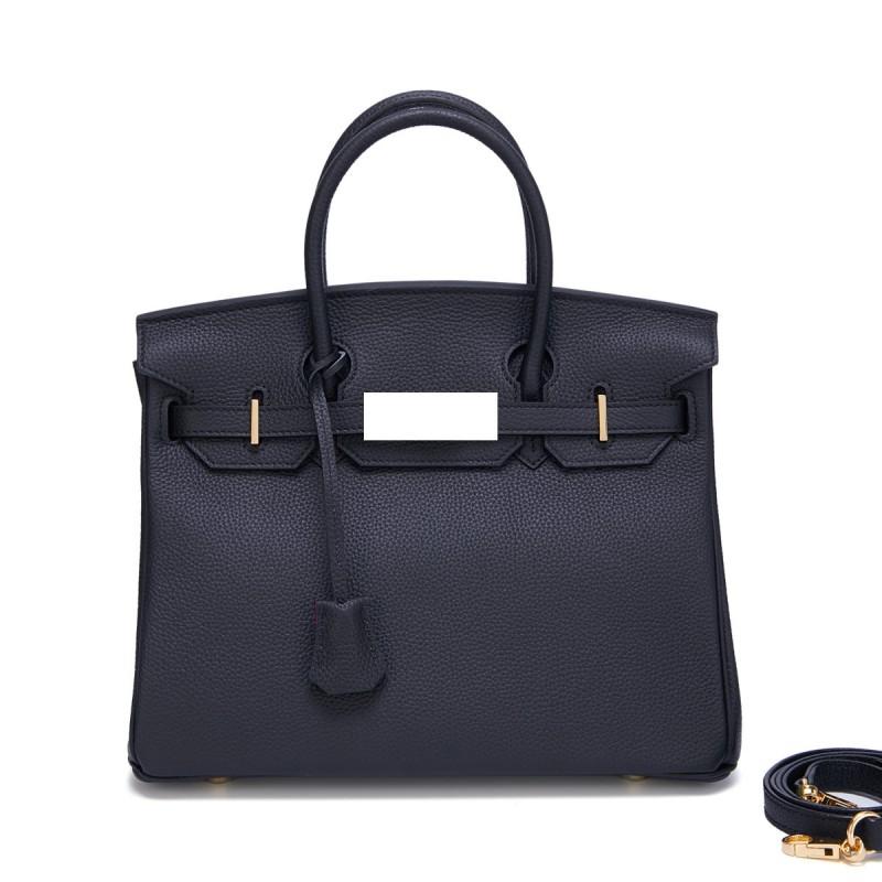 Kontrastfarbe Goldene Schnalle Pulverfarbene passende Innentasche Echte Ledertasche Klassisch Modisch Damen Rindsleder Schultertasche