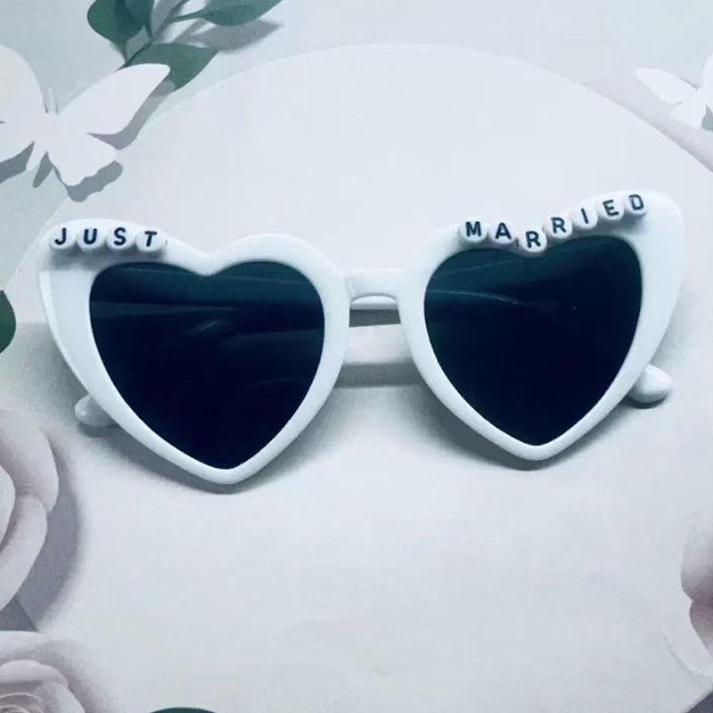 Cross Bride Bachelorette Party Just Married Pearl Heart Sunglasses