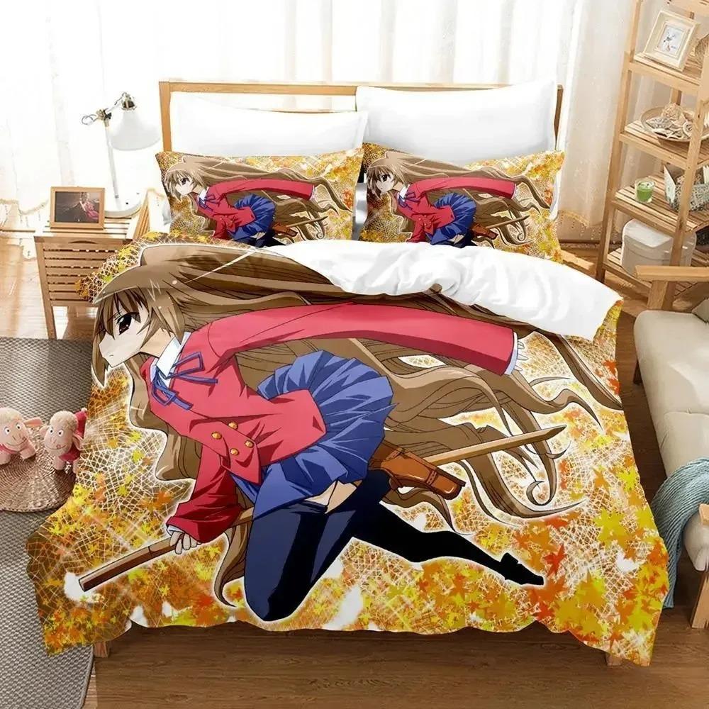 Toradora Bedding Set Single Twin Full Queen King Size Bed Set Adult Kid Bedroom Duvet Cover Sets 3D Print Anime Bed Sheet Set