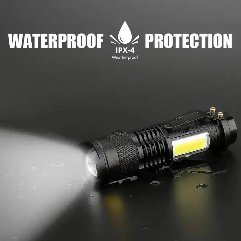 Mini LED Flashlight Zoomable Rechargeable Torch XPE+COB Side Light Emergency Flash Lamp For Outdoor Camping Lighting Lantern