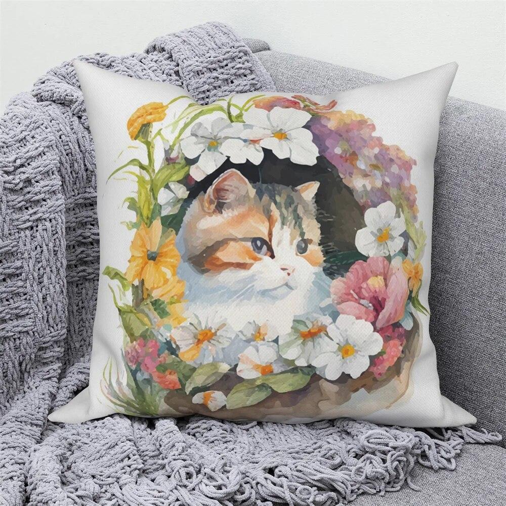 Pig Cat Panda Rabbit Print Decorative Pillowcase  Sofa Car Living Room  Animal Cushion Cover