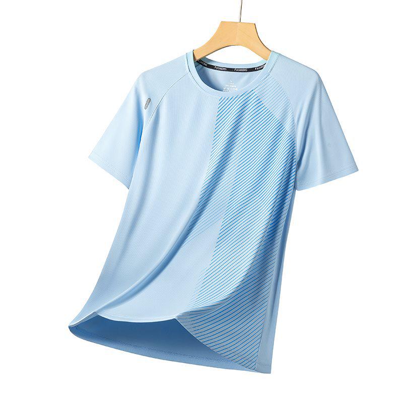 Men’s Summer Ice Silk Quick-Dry Loose Fit Short Sleeve T-Shirt