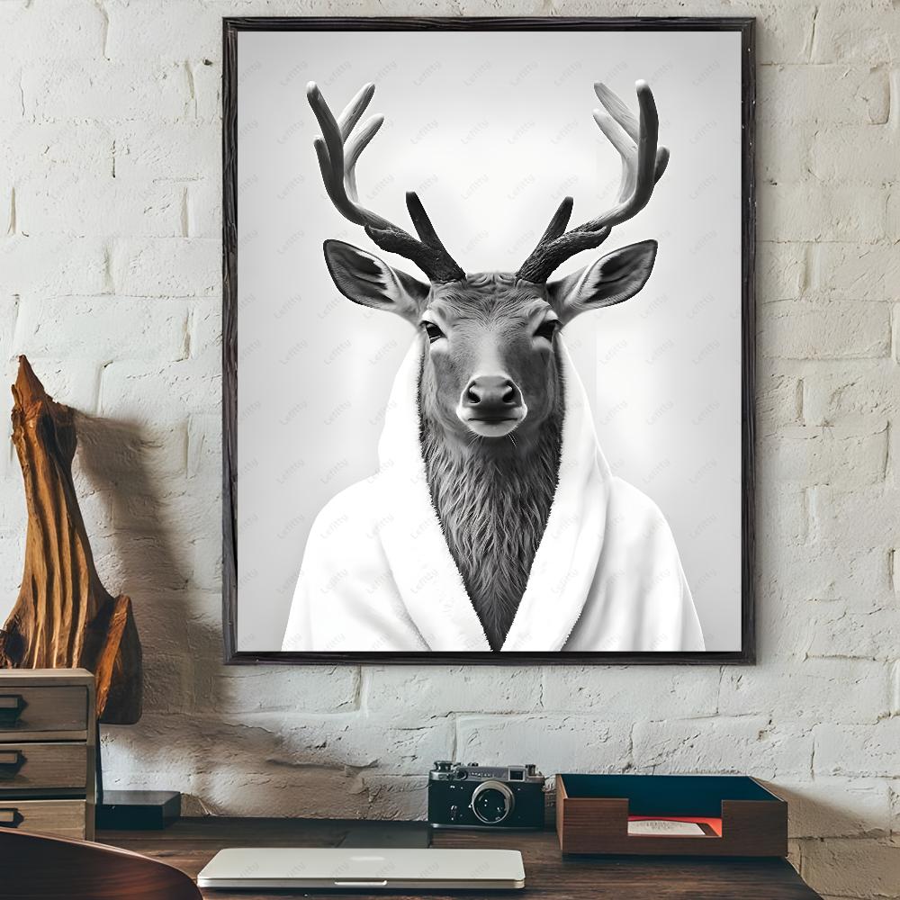 Alpaca Deer Cat Dog Panda Funny Gift Poster Sticky Wall Art Printing Waterproof Home Living Bed Room Bar Hallway Aesthetic Decor