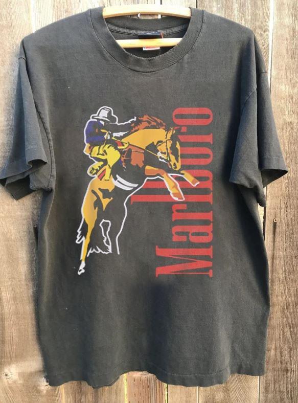 Винтажная футболка Marlboro Cowboy Дикий Запад Базовая Угольная Унисекс S5XL WA4481 Унисекс Футболка 90-х XXXL