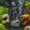 Dynamic Ornament for Shrimp Tanks Dancing Skeletons Aquarium Bubbler Decoration Halloween Skeleton Fish Tank Themed Landscaping Ornament 3D Printed