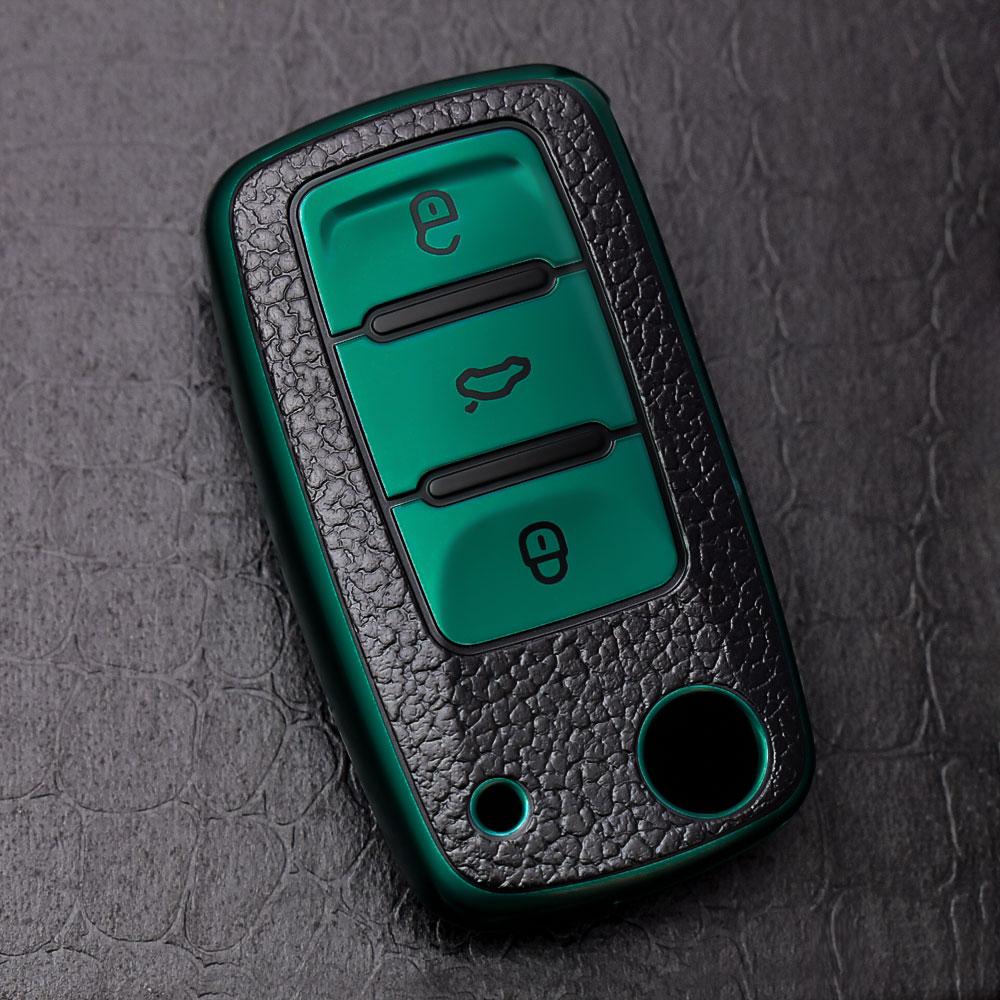 

Leather Tpu Car Key Case Cover For Volkswagen Vw Polo Golf Passat Tiguan Beetle Caddy T5 Up Eos Skoda Octavia Seat Leon Altea