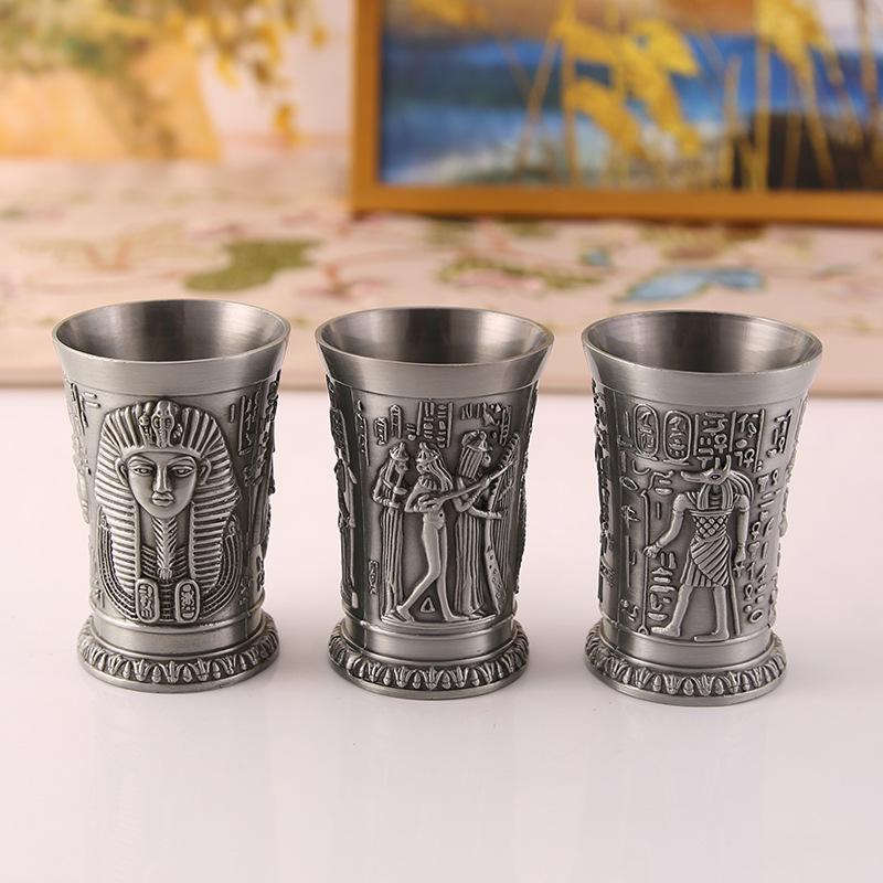 Ägyptischer Pharao Schnapsglas - Antiker Afrikanischer Stil Weinbecher - Zinklegierung Metall Trinkglas - Perfektes Geburtstagsgeschenk