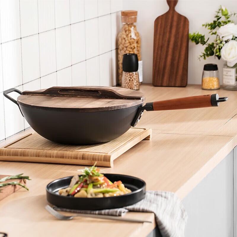Sanhe 34cm 0-Coating Non-stick Nitrided Iron Wok